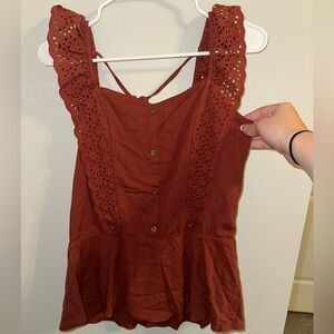 Moa Moa Rust Sleeveless Blouse
